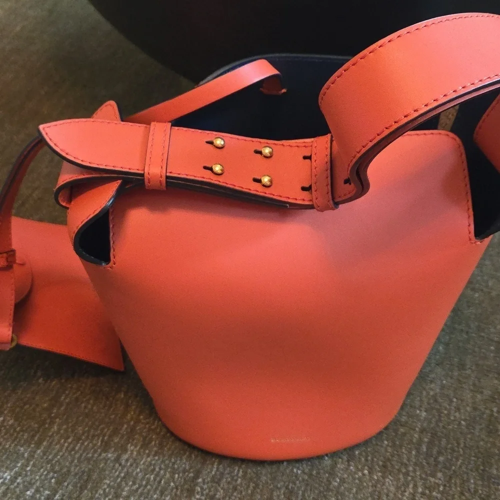 NWT Authentic Burberry Handbag Supple Calfskin Bucket Clementine - Picture 14 of 16